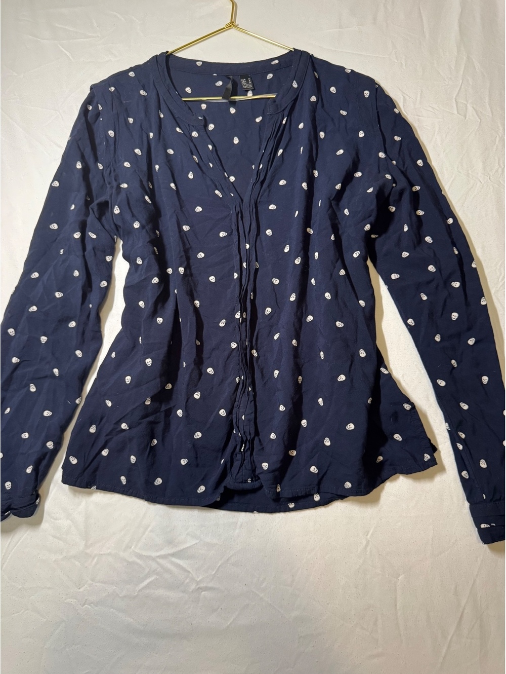 Mango MNG Collection Navy Blue Skull Print Blouse